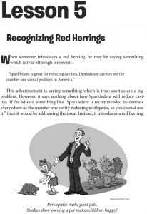Page from The Fallacy Detective discussing the Red Herring fallacy