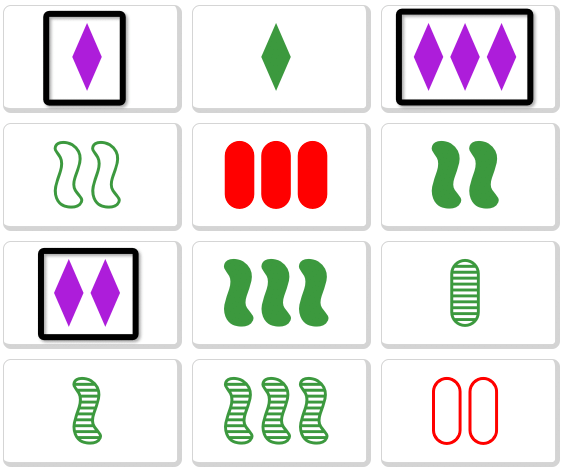 Set game where one criterion is different