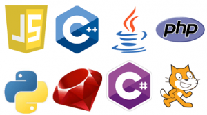 Logos of eight different programming languages